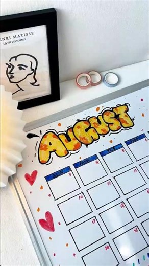 🍉EASY AUGUST Calendar For YOU! Save and draw This! | #august #diy #journal #todolist #art #tutorial