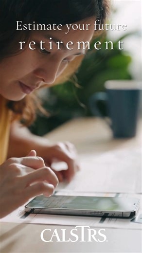 Want to estimate your future retirement benefit from CalSTRS? Try out our calculator. We also have other tools to help estimate the power of saving extra, early. https://www.calstrs.com/calculators alt text: A video showing a young woman interacting with a smart phone, transitioning to an image of a laptop with instructions on how to calculate retirement benefits, and ending with a man working on calculations. | CalSTRS