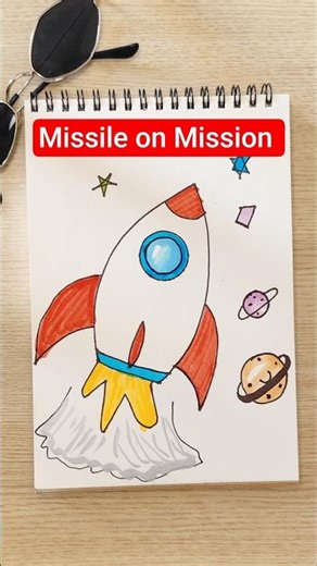 “Easy Rocket Drawing 🚀 | Space Drawing for anyone”#art #shorts #brushpenart