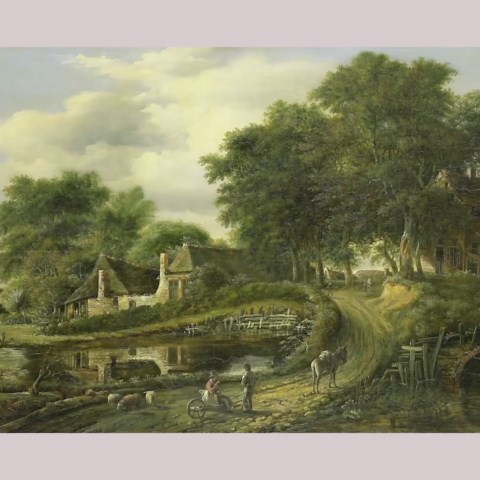 Vintage Rural Landscape Print, European Countryside Painting, Antique Farm Scene Wall Art - Etsy