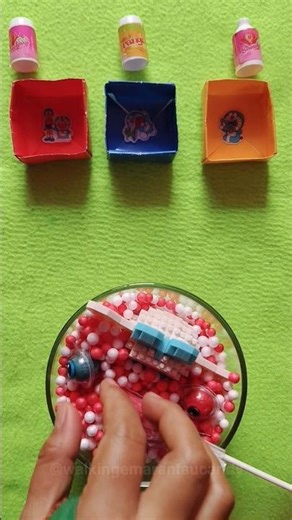 Blue and red angry bird vs labubu and cinnamorroll in colorful styrofoam and origami#shorts