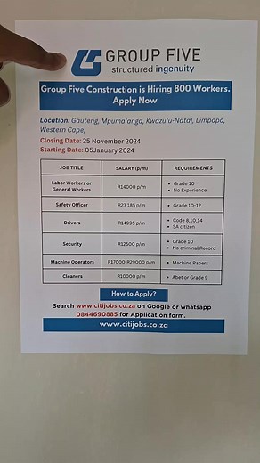 How to Apply for Jobs at Group Five Construction