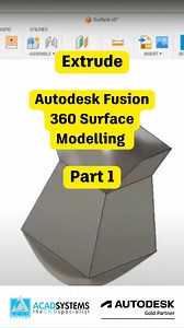 Autodesk Fusion 360 Surface Modelling: Extrude (Part 1). Watch the full tutorial video on YouTube Acad Systems. #acadsystems #autodesk #fusion360 #fusion360community #tiktokmalaysia #autodesktutorial #fusiontutorial #tutorials #techtok #engineering #3ddesign #teknik #teknikmesin | ACAD Systems Sdn. Bhd.