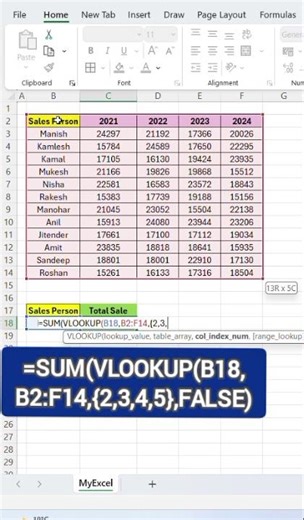 VLOOKUP + SUM = Excel Power Trick! | Sum with VLOOKUP in Seconds – Excel Magic! | Excel Hack:VLOOKUP