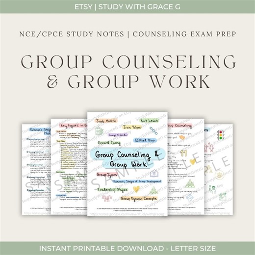 Group Counseling & Group Work Study Notes for CPCE/NCE | Stages, Roles, Leadership, Dynamics - Etsy