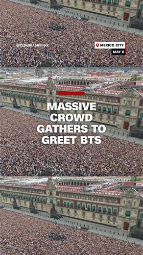 K-Pop superstars BTS were greeted by tens of thousands of ecstatic fans during their visit to Mexico’s National Palace ahead of their concert in Mexico City.