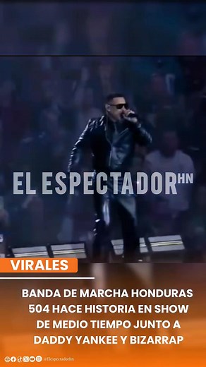 BANDA DE MARCHA HONDURAS 504 HACE HISTORIA EN SHOW DE MEDIO TIEMPO JUNTO A DADDY YANKEE Y BIZARRAP Mediante un espectáculo sin precedentes, la Banda de Marcha Honduras 504 brilló en el show de medio tiempo del partido de la NFL disputado en el Estadio Santiago Bernabéu de Madrid, donde los Miami Dolphins se enfrentaron a los Washington Commanders. La agrupación hondureña compartió escenario con dos gigantes de la música urbana: Daddy Yankee y Bizarrap. Posteriormente, el público pudo disfrutar d
