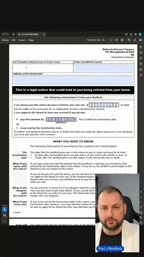 Paul J Rouillard on Instagram: "How to Fill Out the N4 Form Correctly | Ontario Landlords (Step-by-Step) Ontario landlords — this is where the N4 form starts, and it’s where many files fail. In this short, I show you exactly how to fill out the top sections of the N4 Notice, including: Tenant’s legal name Landlord’s name Full rental unit address Amount owing Rent-owing table (and where totals must be repeated) Even small mistakes in these sections can cause serious delays, cost you months of ren