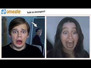Guy scares people on Omegle with a scary mirror reflection.