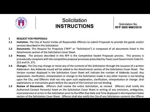 Request for Proposals (RFP): Solicitation Package Documents