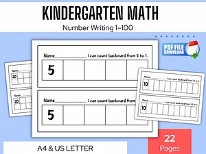 Number Writing Worksheets 1–100 | Count Forward & Backward Practice | Kindergarten Math Printable - Etsy Canada