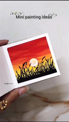 easy painting ideas| small painting 🖌️#art #painting #sunset #artistonyoutube #miniart #artist