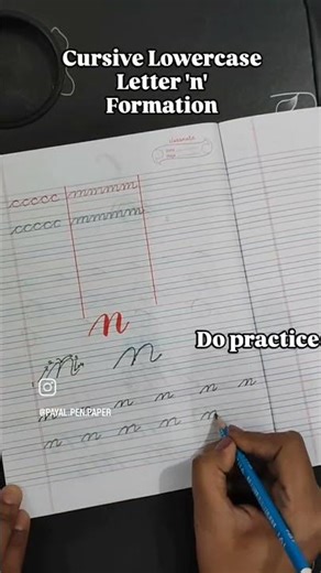 Cursive lowercase letter 'n' formation #trending #youtubeshorts #shorts #cursive
