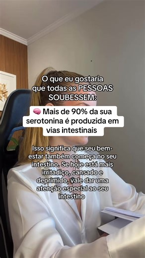 Você sabia que mais de 90% da sua serotonina é produzida no intestino? Se você vive se sentindo irritada, cansada ou sem motivação, talvez o problema não seja só emocional…