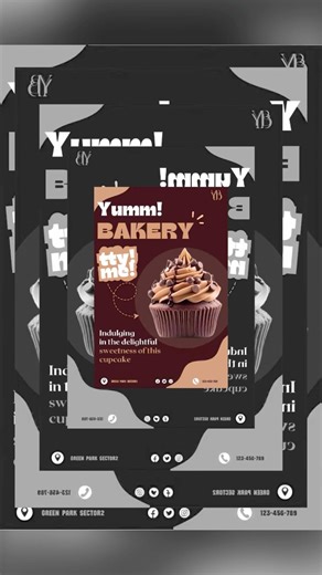 How I Designed a Beautiful Cupcake Bakery Poster 🧁✨ | Graphic Design Process #design #edit #viral