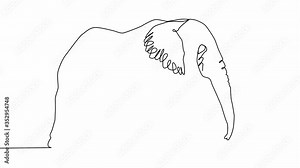 Self drawing animation of continuous one line drawing of isolated object elephant