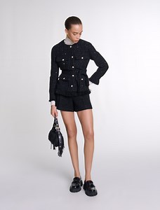 Sequinned tweed jacket Black / Gray for Women | Maje