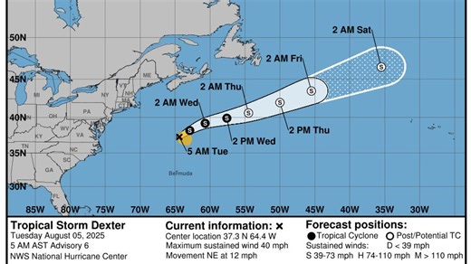 See projected path of Tropical Storm Dexter. What impacts could it have on Florida?