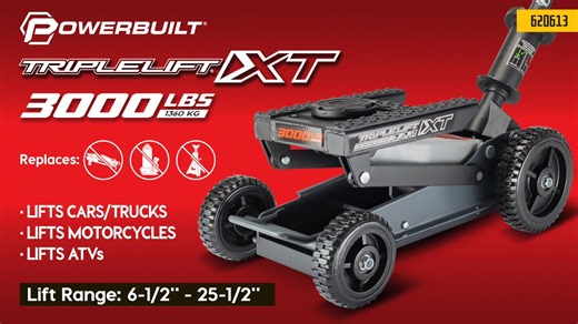 🚀 Powerbuilt Big Wheeled Triple Lift Jack — The 3-in-1 Jack Built for Anywhere https://www.powerbuilt.com/products/offroadtriplelift When you need one tool that can handle almost anything, the Powerbuilt 3000 lb Big Wheeled Triple Lift Jack delivers. This innovative design replaces multiple jacks with one rugged, off-road-ready solution that lifts trucks, ATVs, motorcycles, lawnmowers, snowmobiles, transmissions, differentials, and more with ease. Thanks to its removable lift saddle and padded 