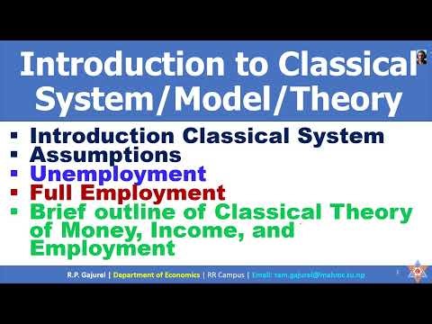 Introduction to Classical Theory: Assumptions, Unemployment, Full Employment, Outlines