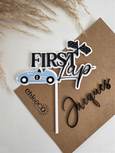 Acrylic First Lap Cake Topper, Personalised First Birthday Cake Topper, Racing Cake Topper, Fast One Party Decorations, Racing Birthday - Etsy