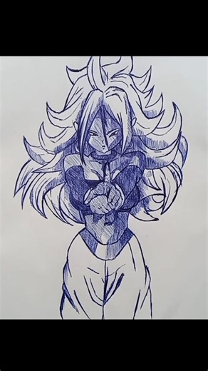 How to draw Android 21 🔥✍️🏼 #bluepen #humorviral #anime #dragonball #android21 #sketchbook