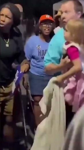 Moment Democrat woman screams at child during Kamala Harris rally