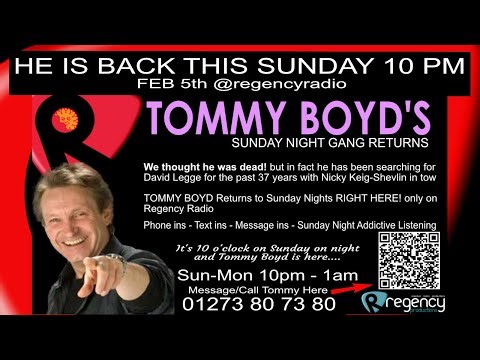 Tommy Boyd returns to the radio on Regency Sunday nights