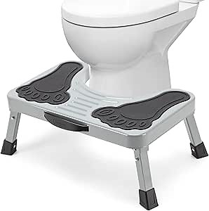 Toilet Stool, 7 Inches Metal Poop Stool for Bathroom, Collapsible Potty Stool for Adults and Kids