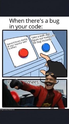 Debugging logic: stare for hours ❌ walk away once ✅ instant fix 😅 #ProgrammerLife #Coding #Debugging