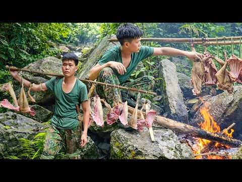 Skills in setting traps and hunting wild goats - The process of making smoked goat for preservation