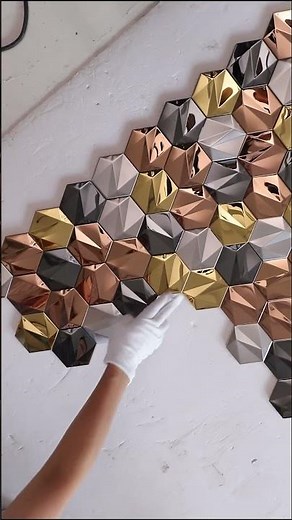3D Multicolor Hexagon Stainless Steel Tiles | Modern Luxury Metal Design