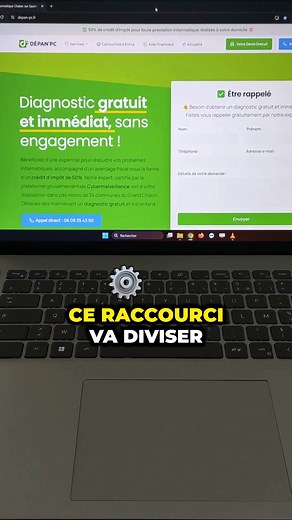 😱 Raccourci Windows pour diviser ton écran en deux en moins de 5 secondes ! #astuces #pc #informatique #hack #windows #WindowsTips #ordinateur #pctips #Clavier #facebookviral #reelsviralfb | Dépan'PC
