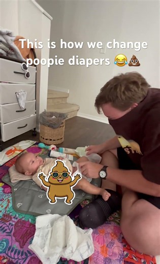 POV: Changing a poopie diaper turns into a full team mission. 😂💩 Every parent knows the struggle!