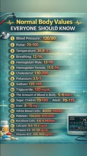 Save This! Normal Body Health Values 💡Everyone Should Know These Normal Body Values 😱