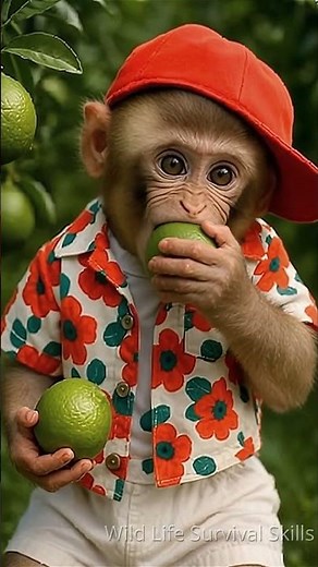 Cute Baby Monkey Farts While Eating Lime and Bursts Into Laughter—Funniest Animal Comedy Moment Ever