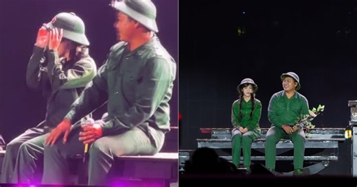 Hậu Hoàng và Mũi Trưởng Long tình cảm trên sân khấu Sao Nhập Ngũ
