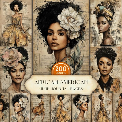 African American Junk Journal Pages Vintage Black Girl Scrapbook Kit (digital Download) - Etsy