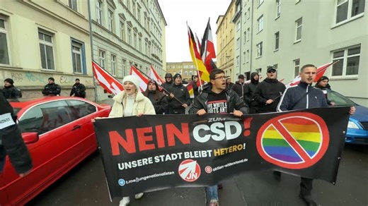 Protest und Polizeieinsatz beim CSD in Cottbus