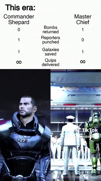 Master Chief and Commander Shepard deliver impressive performances, but who has the GOAT argument? #gamingmemes #halo #masseffect #masterchief #commandershepard #gaming #gamingtok #gamingontiktok