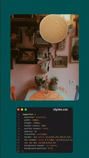 🔍Crea una lupa con HTML/CSS/JS #coding #programming