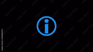 Help desk i circle shape icon animation. help desk i icon 2d animation. information sign icon 2d on black background.