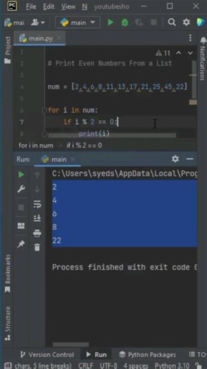 How to print Even Number from a list! #python #programming #tutorial