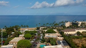 Overhead of Kihei Kai Nani and Kamaole II Beach in Kihei, Maui Hawaii.