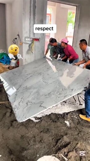 Teamwork Marble Installation | Perfect Large Slab Placement #shorts #construction