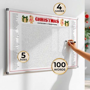Christmas Word Search Poster: Giant XXL Xmas Holiday Game, Jumbo Kids Classroom Family Party Activity Crossword, 4 Large Printable Puzzles - Etsy