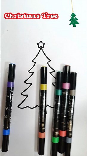 Easy Christmas Tree Coloring 🎄✨ #christmastree #coloringshorts #artshorts #christmascoloring