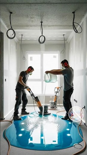 3D Epoxy Floor Installation + LED Lights | Before & After Transformation 🤯