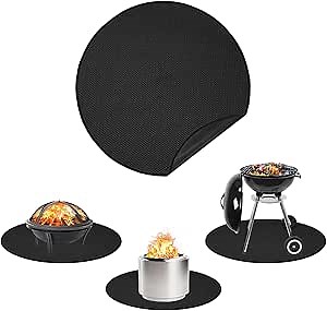 Apipi 39'' Fire Pit Mat Compatible with Solo Stove Ranger - Fireproof Grill Mat Deck Patio Protector, 3-Layer Reusable Easy to Clean Round BBQ Mat for Outdoor Camping Accessories, Black