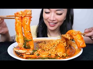 KING CRAB LEGS + SPICY NOODLES + CHEESY RICE CAKE SAUSAGE (ASMR EATING SOUNDS) NO TALKING | SAS-ASMR